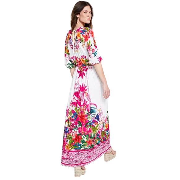 I.N.C. International Concepts Floral V-Neck Maxi Dress M Colorful Boho Hawaiian - Picture 8 of 10